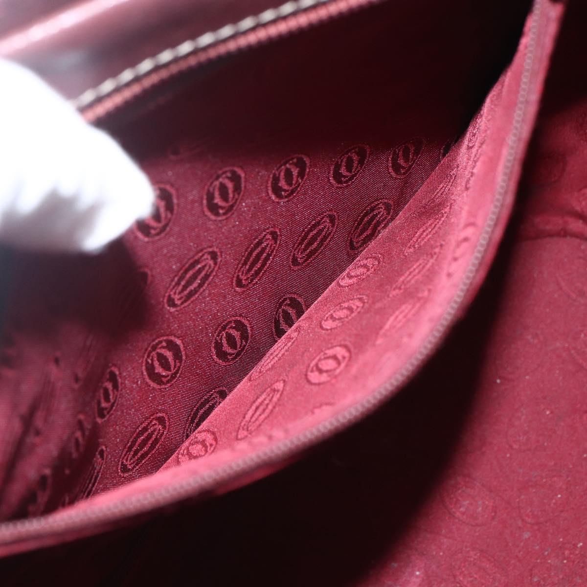 CARTIER Must Line Hand Bag Leather Bordeaux Gold Auth BA9415