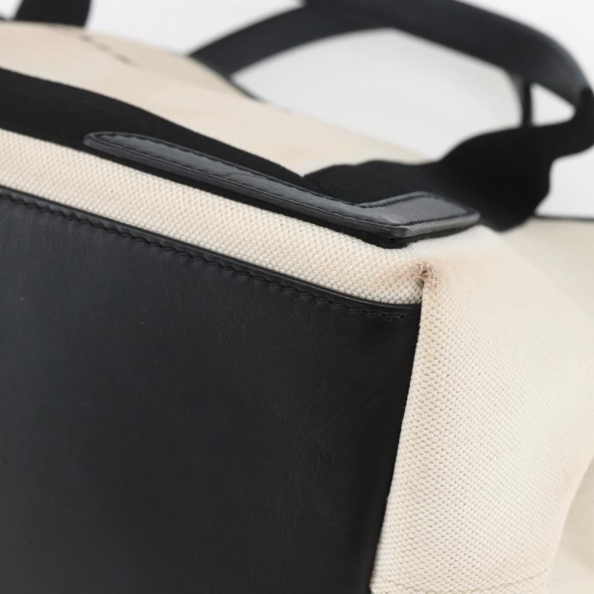 BALENCIAGA Navy kabas M Hand Bag Canvas White Black Silver 339933 Auth BA9416