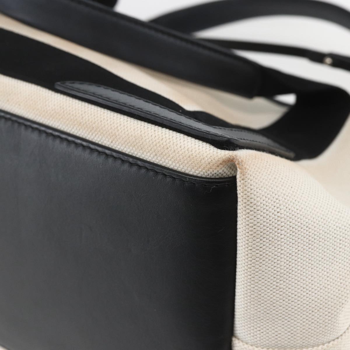 BALENCIAGA Navy kabas M Hand Bag Canvas White Black Silver 339933 Auth BA9416