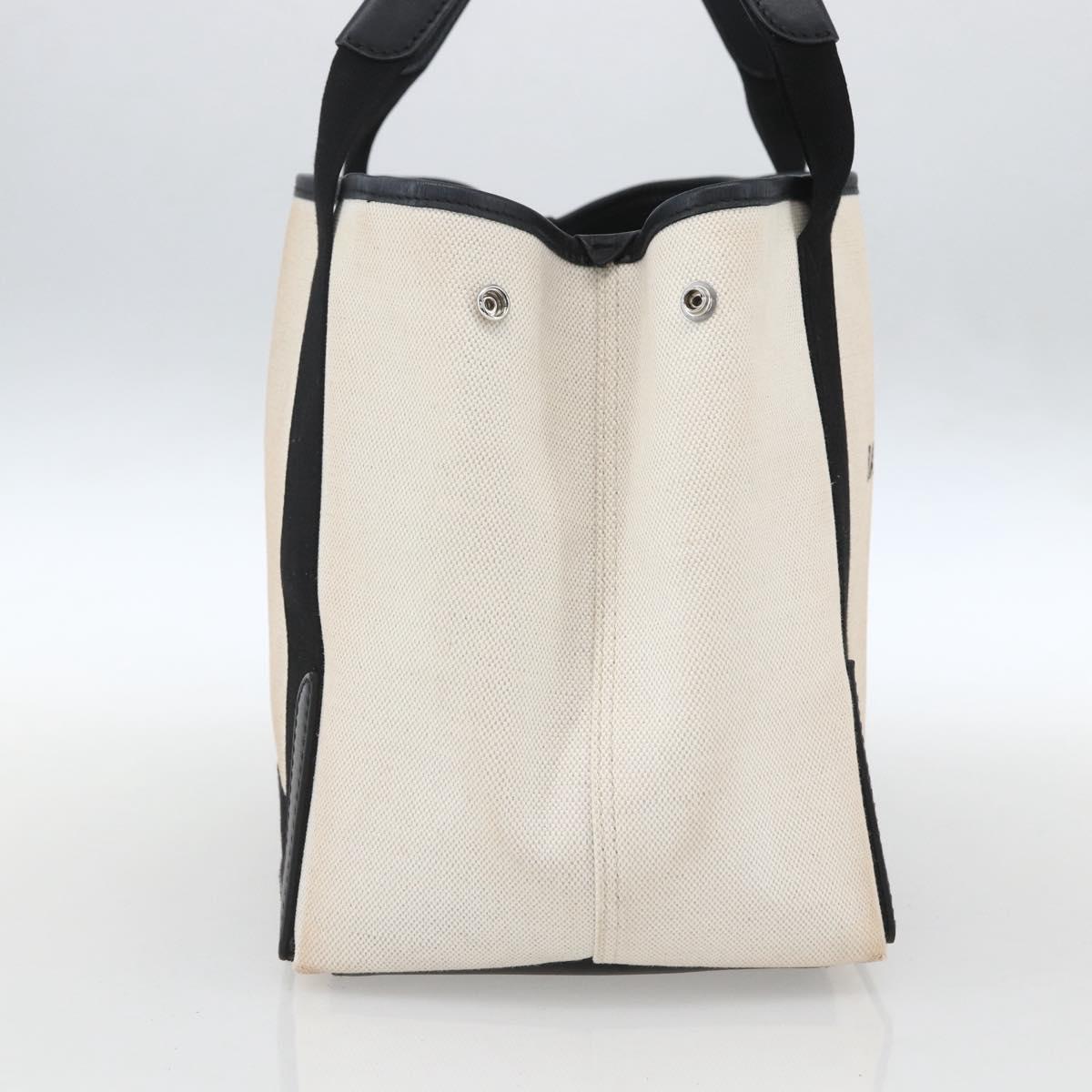 BALENCIAGA Navy kabas M Hand Bag Canvas White Black Silver 339933 Auth BA9416