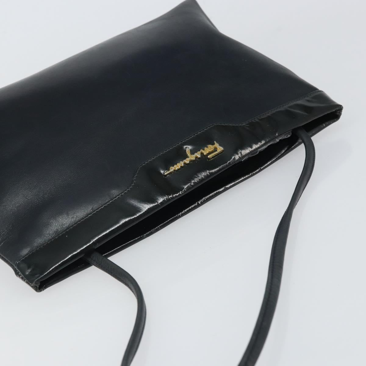 Salvatore Ferragamo Shoulder Bag Leather Black Gold Auth BA9418