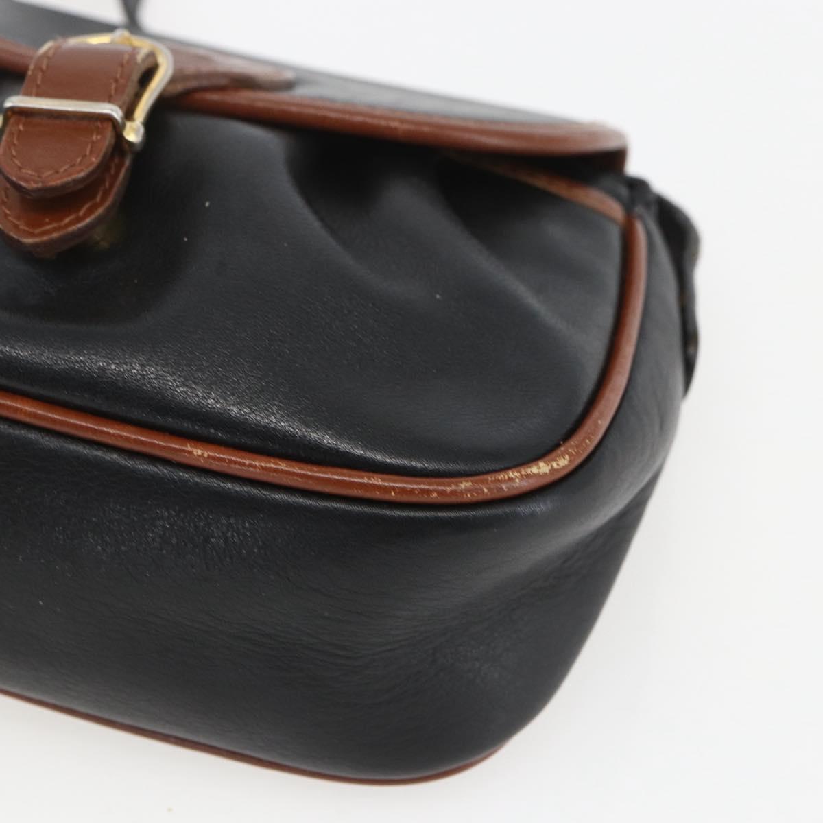 CELINE Shoulder Bag Leather Black Gold Auth BA9422