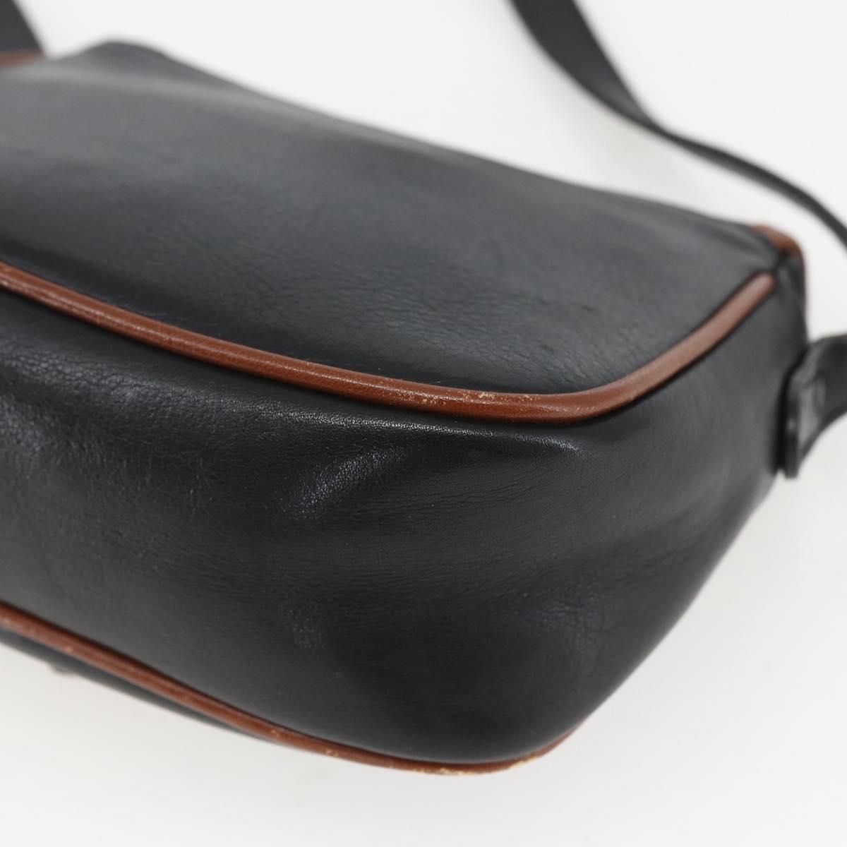 CELINE Shoulder Bag Leather Black Gold Auth BA9422