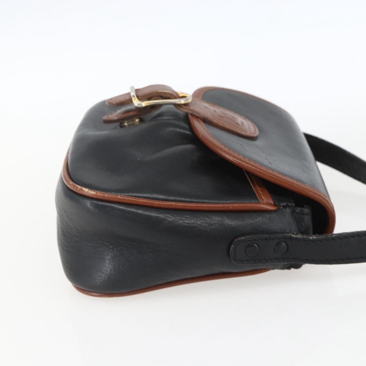 CELINE Shoulder Bag Leather Black Gold Auth BA9422