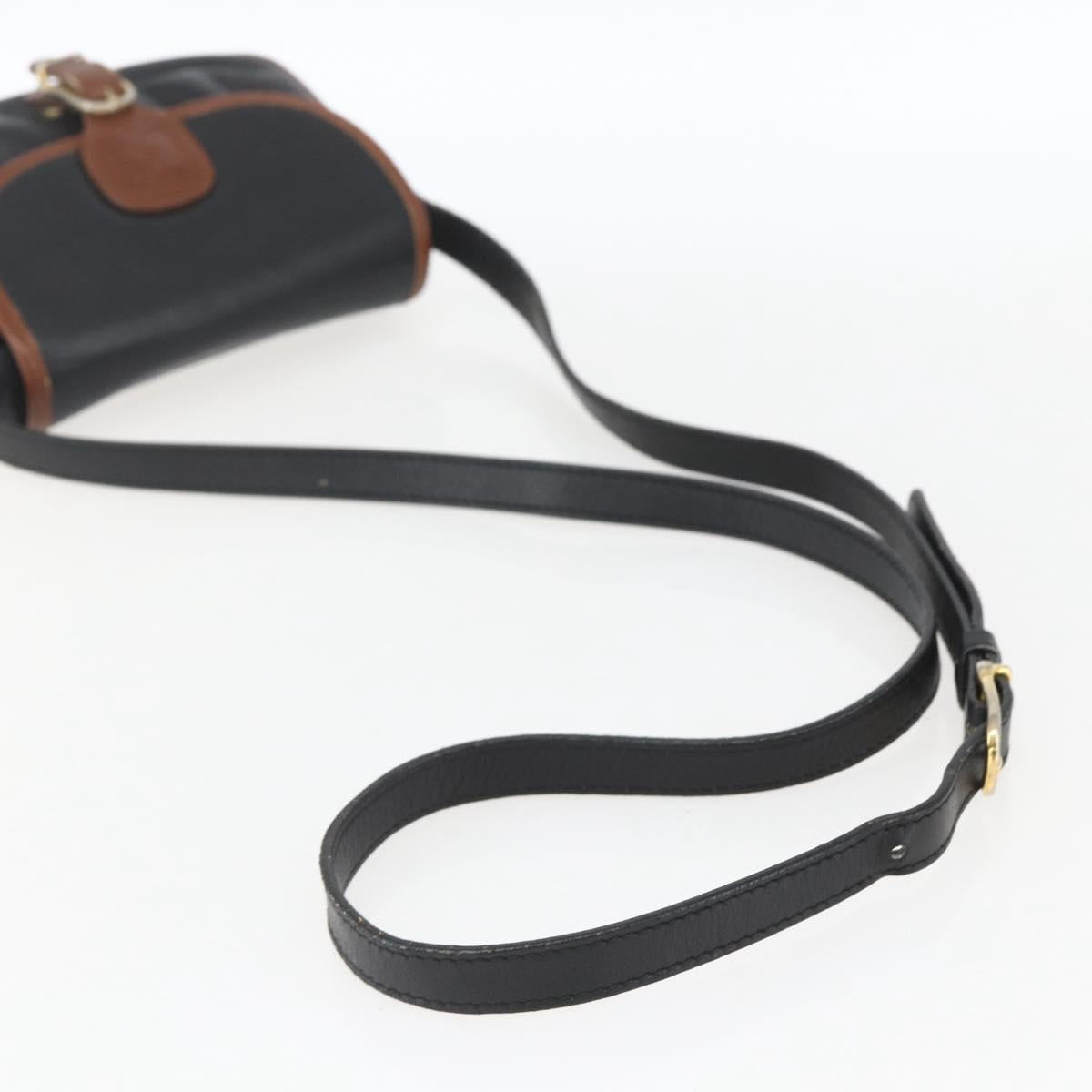 CELINE Shoulder Bag Leather Black Gold Auth BA9422