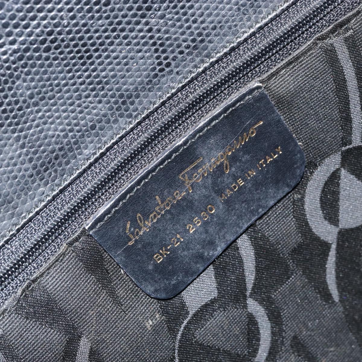 Salvatore Ferragamo Vala Tote Bag Leather Black Gold Auth BA9428