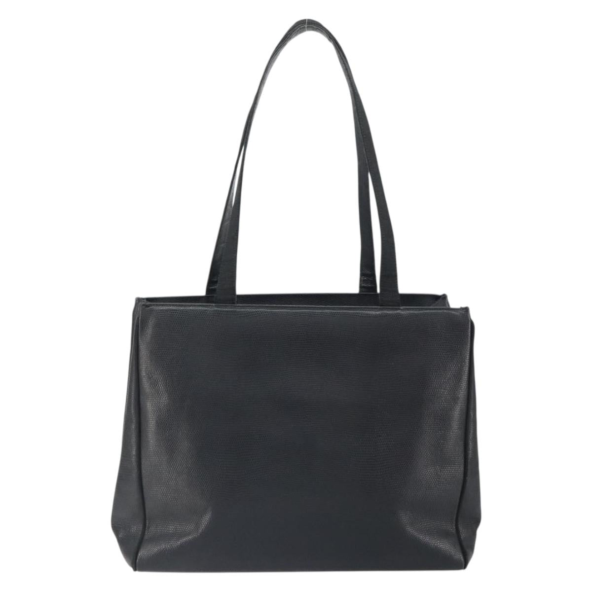 Salvatore Ferragamo Vala Tote Bag Leather Black Gold Auth BA9428