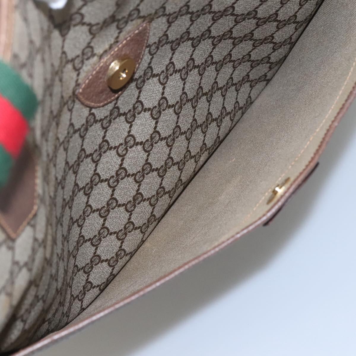 GUCCI GG Supreme Web Sherry Line Tote Bag PVC Beige Green Red Auth BA943