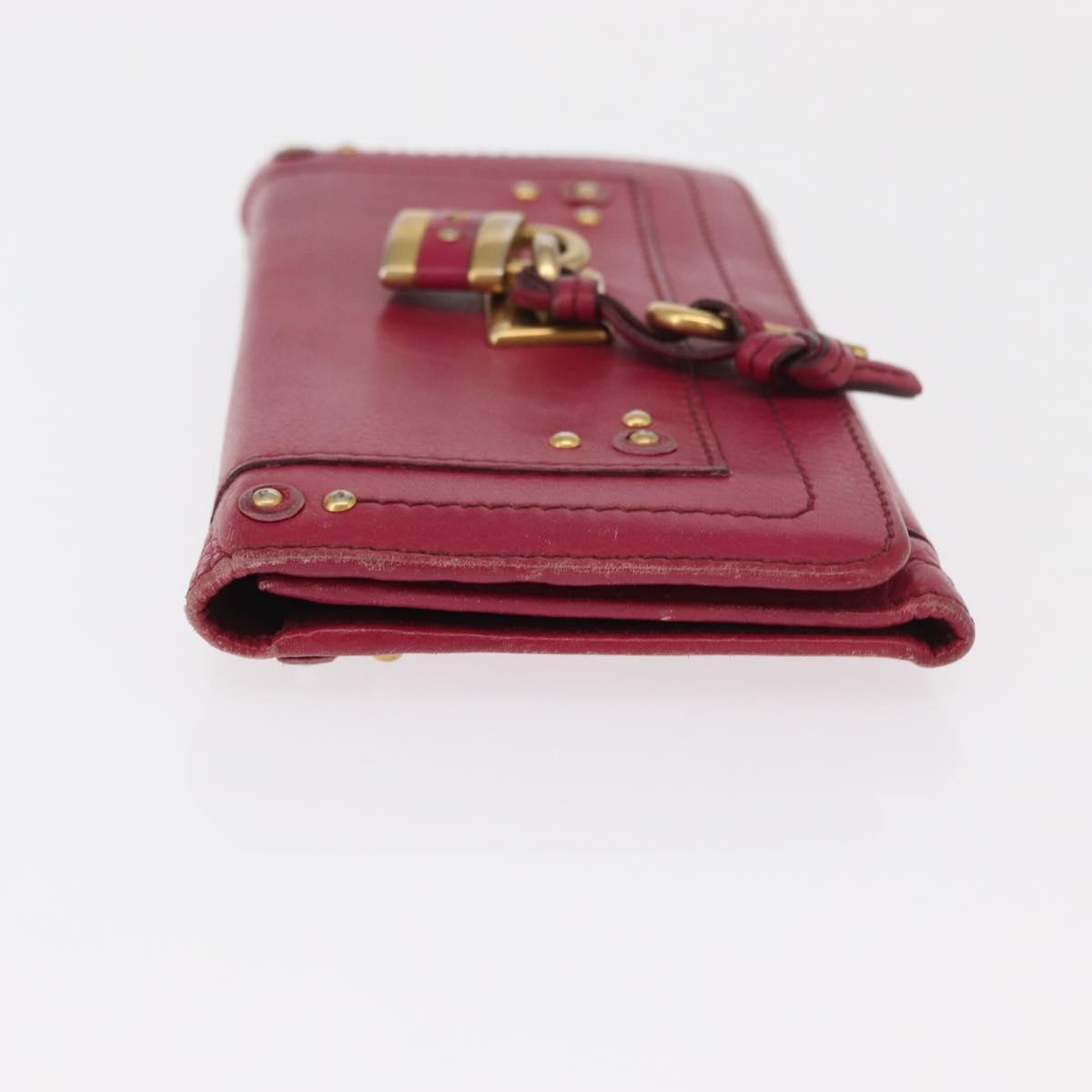 Chloe Paddington Long Wallet Leather Pink Gold Auth BA9436