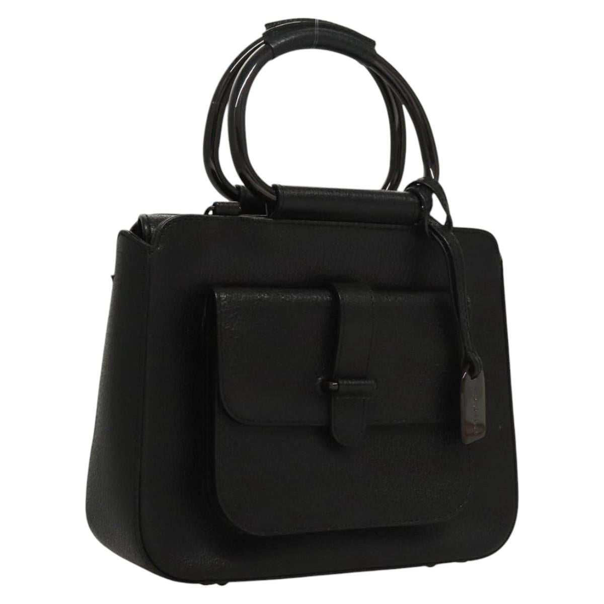 GUCCI Hand Bag Leather Black 000 2058 0308 6 Auth BA944