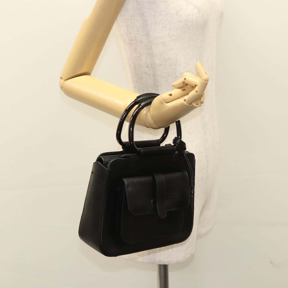 GUCCI Hand Bag Leather Black 000 2058 0308 6 Auth BA944