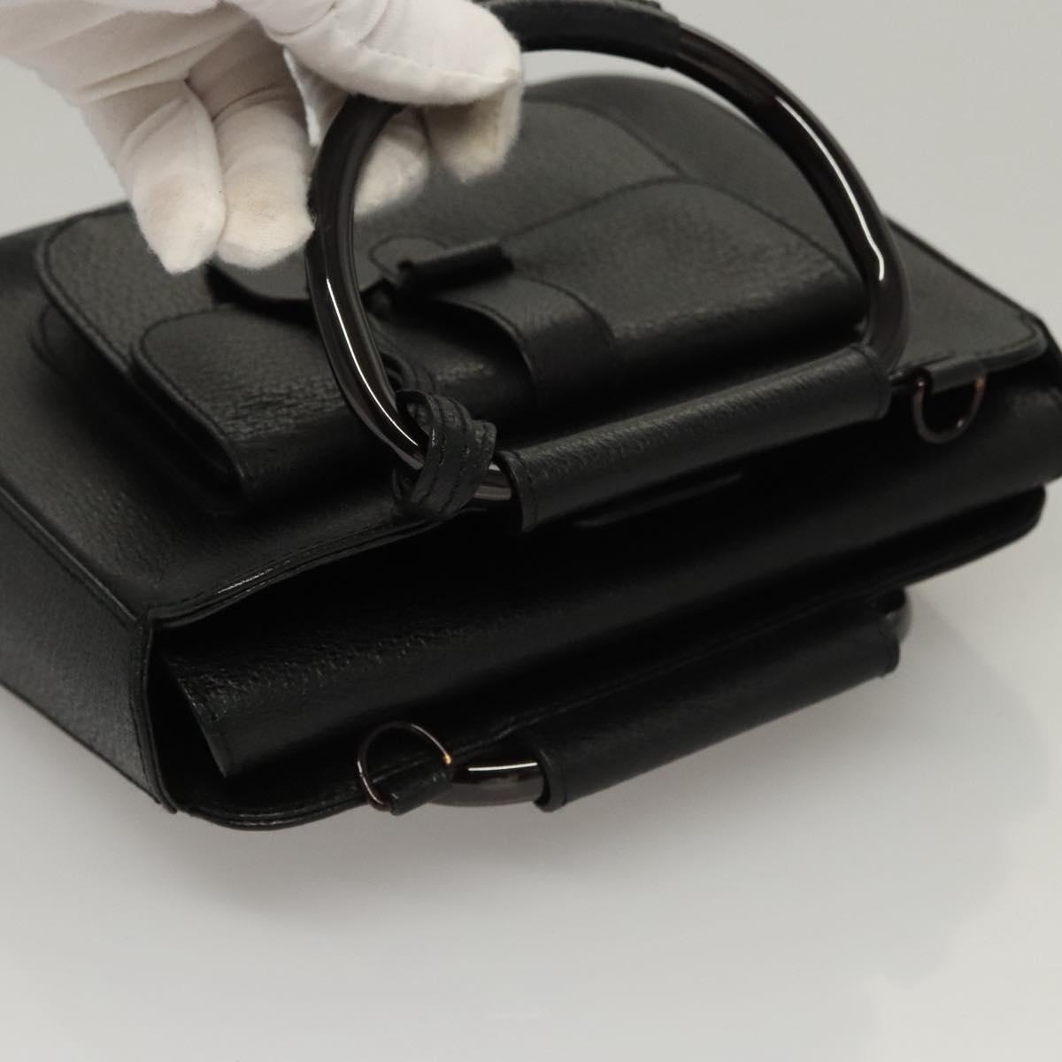 GUCCI Hand Bag Leather Black 000 2058 0308 6 Auth BA944