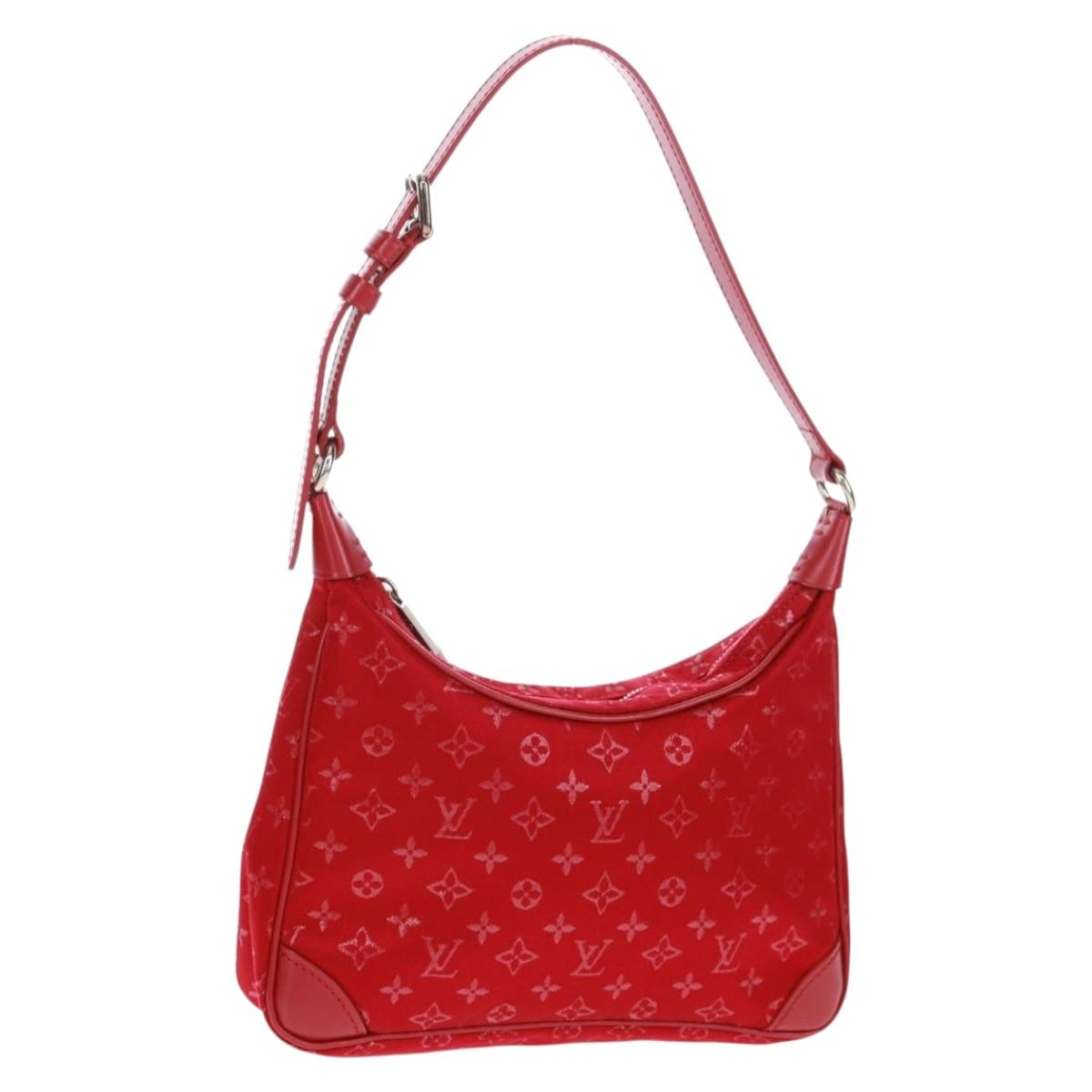 LOUIS VUITTON Monogram Satin Little Boulogne Hand Bag Red M92351 Auth BA9469SM