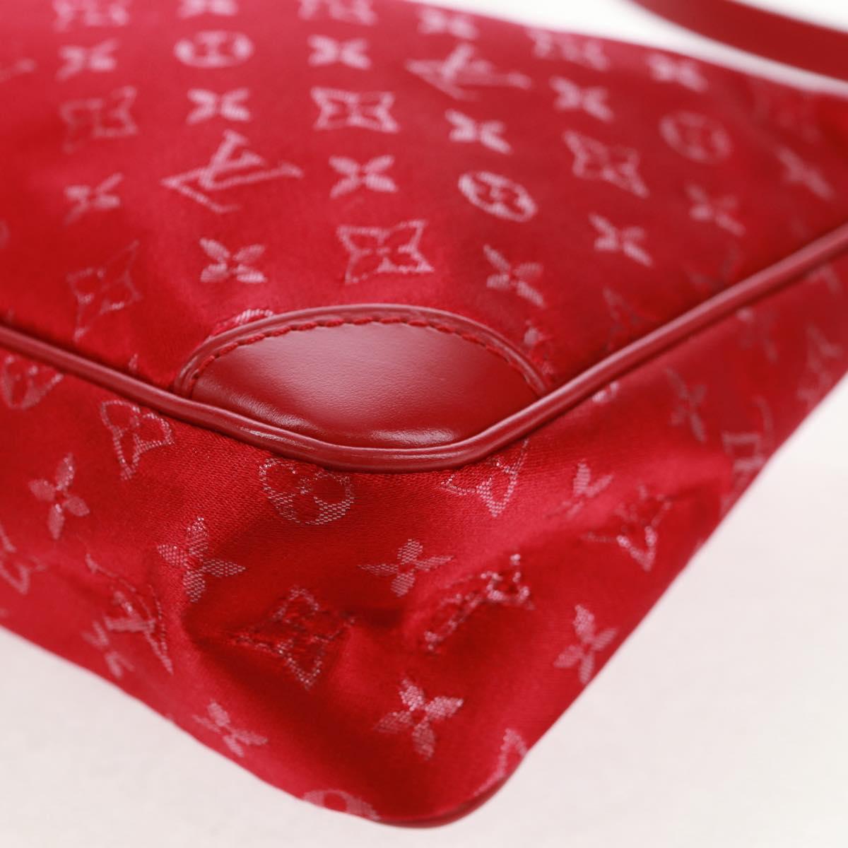 LOUIS VUITTON Monogram Satin Little Boulogne Hand Bag Red M92351 Auth BA9469SM