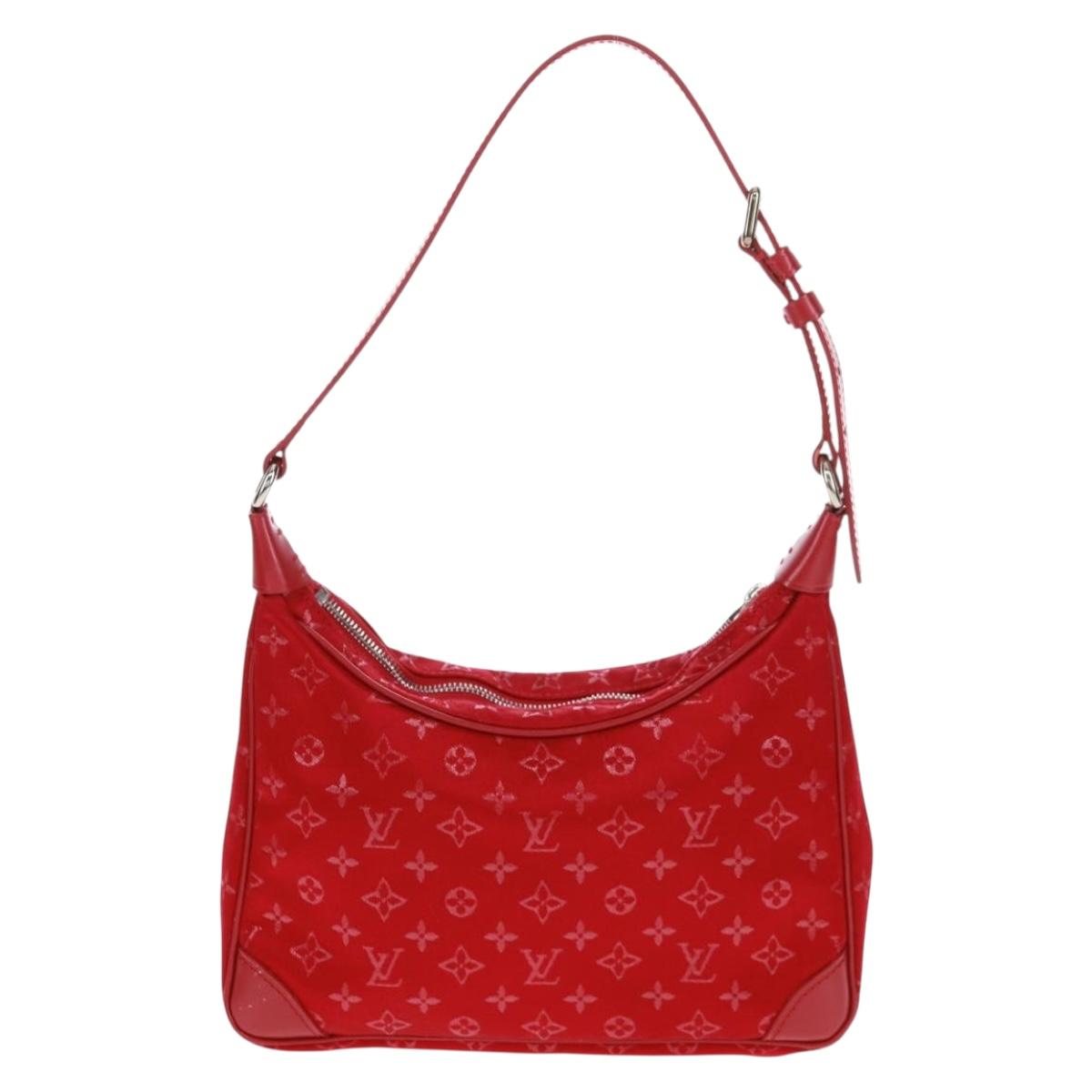 LOUIS VUITTON Monogram Satin Little Boulogne Hand Bag Red M92351 Auth BA9469SM
