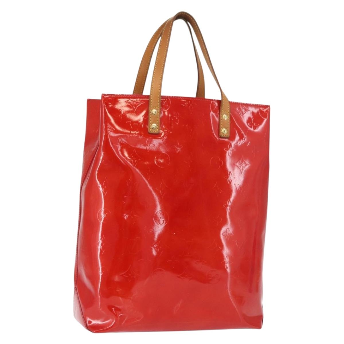 LOUIS VUITTON Monogram Vernis Reade MM Hand Bag Red Rouge M91086 LV Auth BA9480