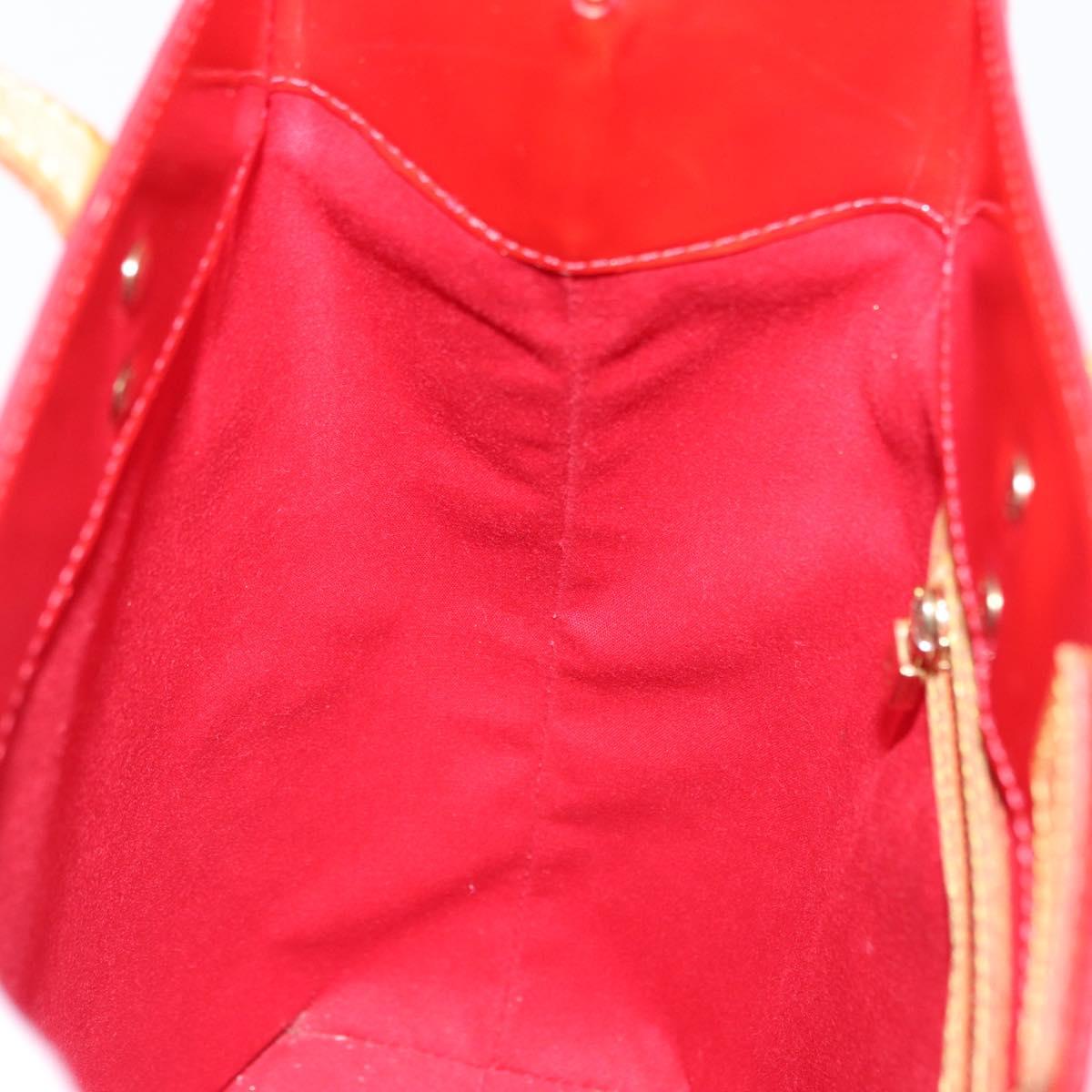 LOUIS VUITTON Monogram Vernis Reade MM Hand Bag Red Rouge M91086 LV Auth BA9480