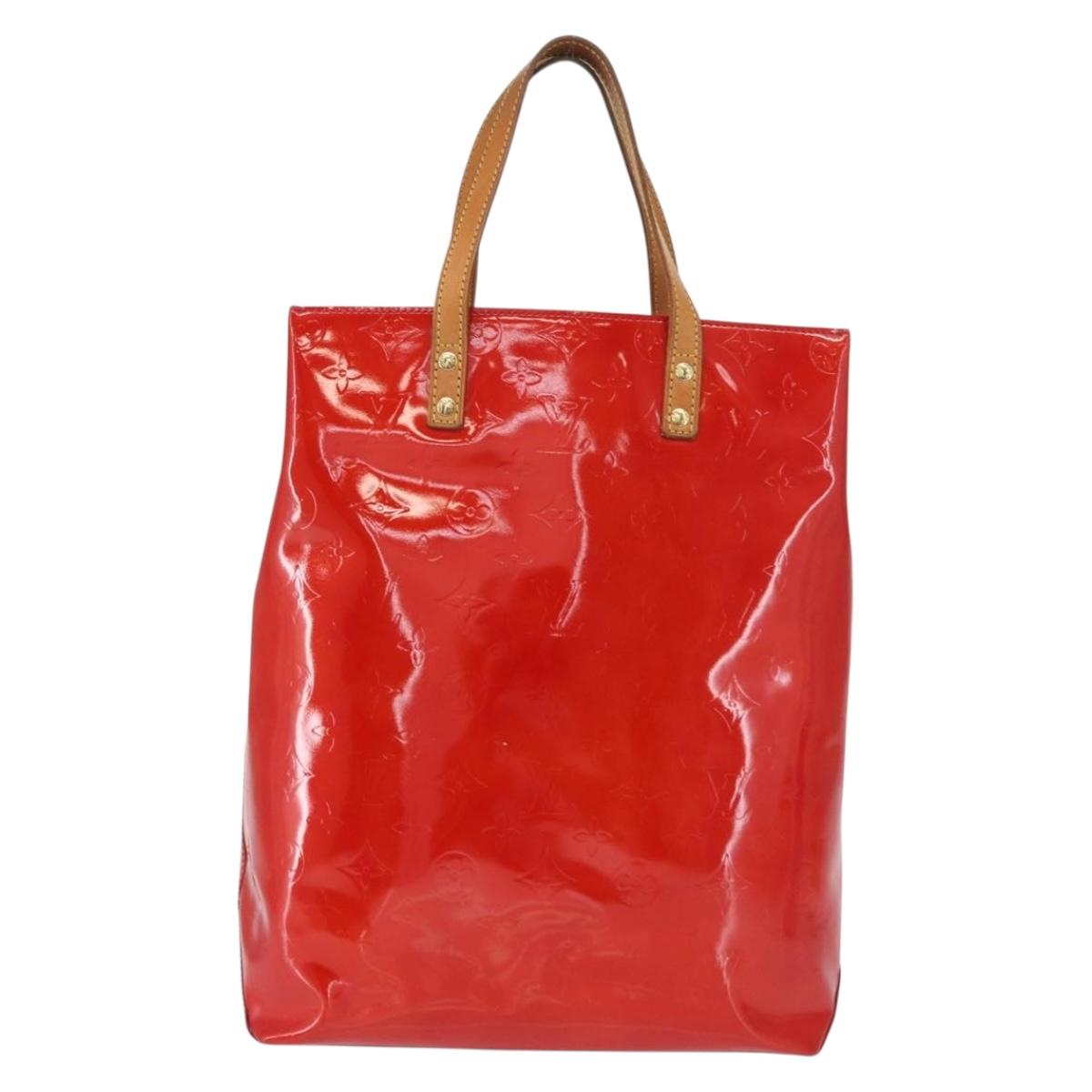 LOUIS VUITTON Monogram Vernis Reade MM Hand Bag Red Rouge M91086 LV Auth BA9480