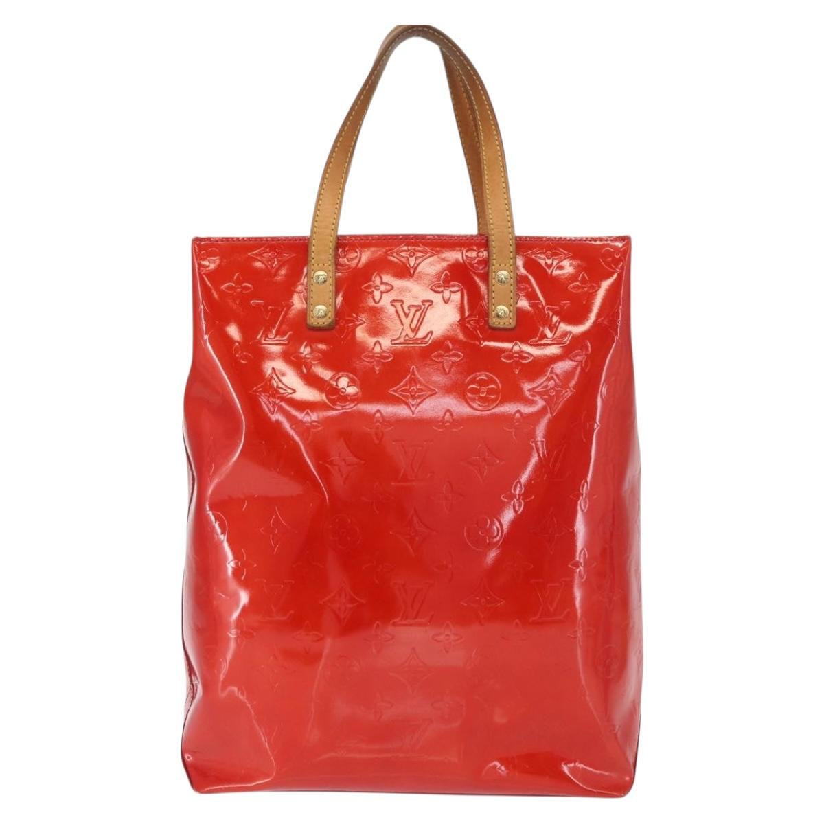 LOUIS VUITTON Monogram Vernis Reade MM Hand Bag Red Rouge M91086 LV Auth BA9480