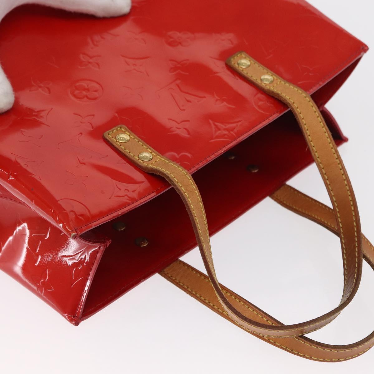 LOUIS VUITTON Monogram Vernis Reade MM Hand Bag Red Rouge M91086 LV Auth BA9480