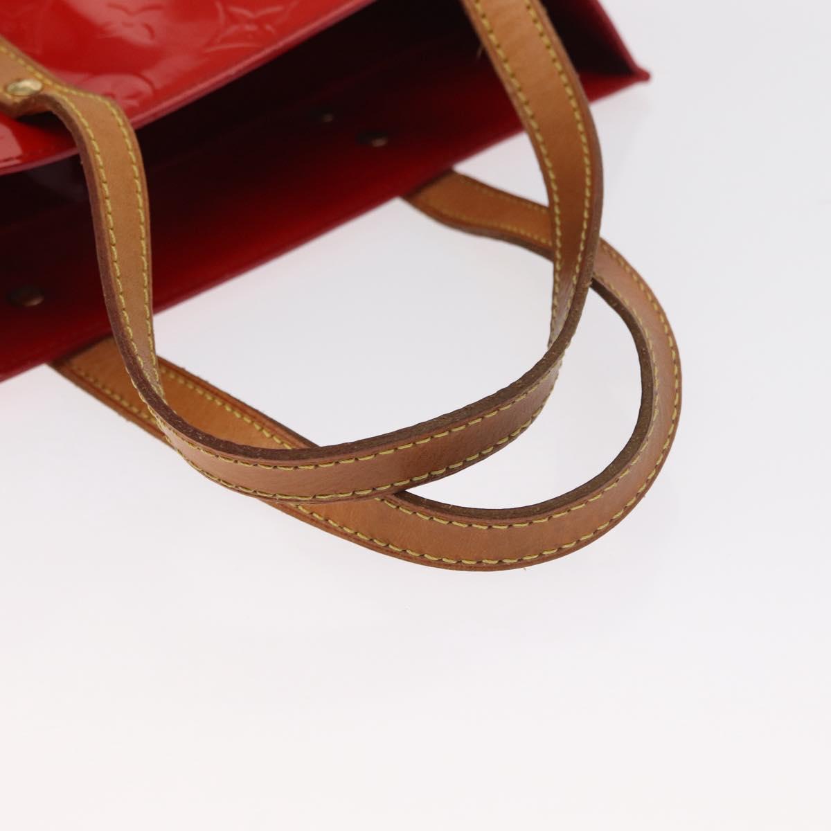 LOUIS VUITTON Monogram Vernis Reade MM Hand Bag Red Rouge M91086 LV Auth BA9480