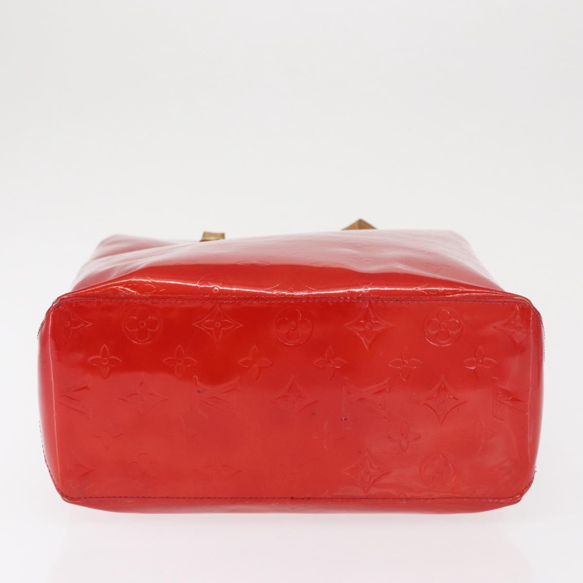 LOUIS VUITTON Monogram Vernis Reade MM Hand Bag Red Rouge M91086 LV Auth BA9480