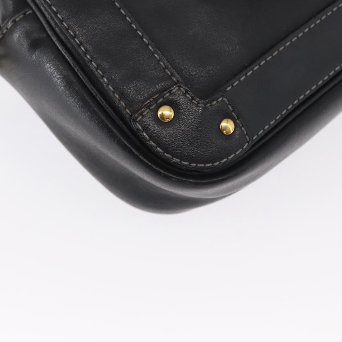 Chloe Eden Shoulder Bag Leather Black Gold Auth BA9482