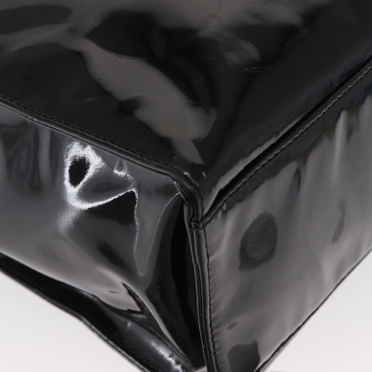 CHANEL COCO Mark Shoulder Bag Patent leather Black Gold CC Auth BA9483