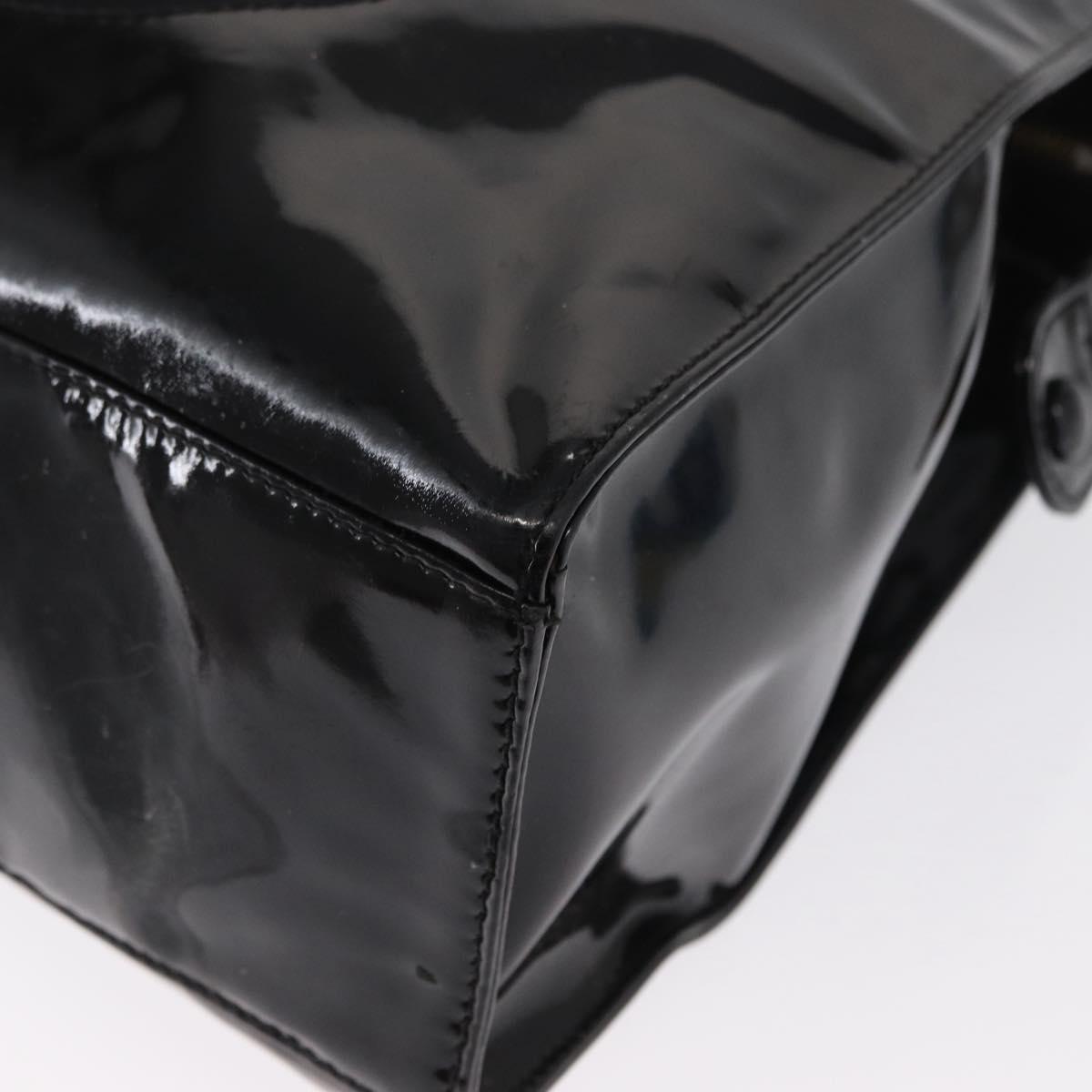 CHANEL COCO Mark Shoulder Bag Patent leather Black Gold CC Auth BA9483