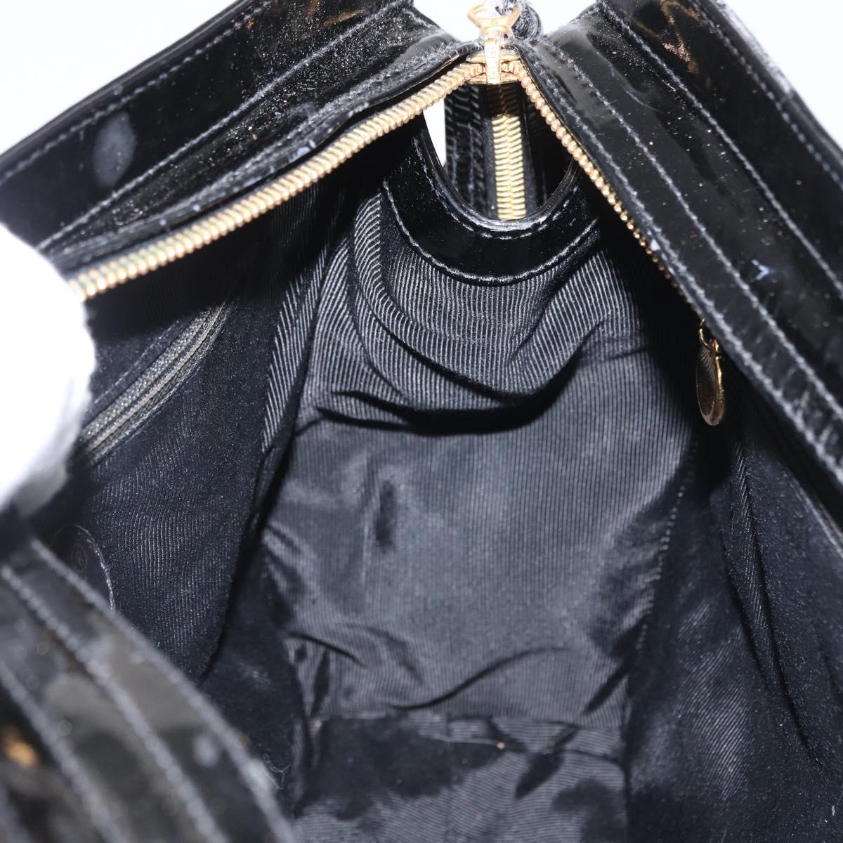 CHANEL COCO Mark Shoulder Bag Patent leather Black Gold CC Auth BA9483