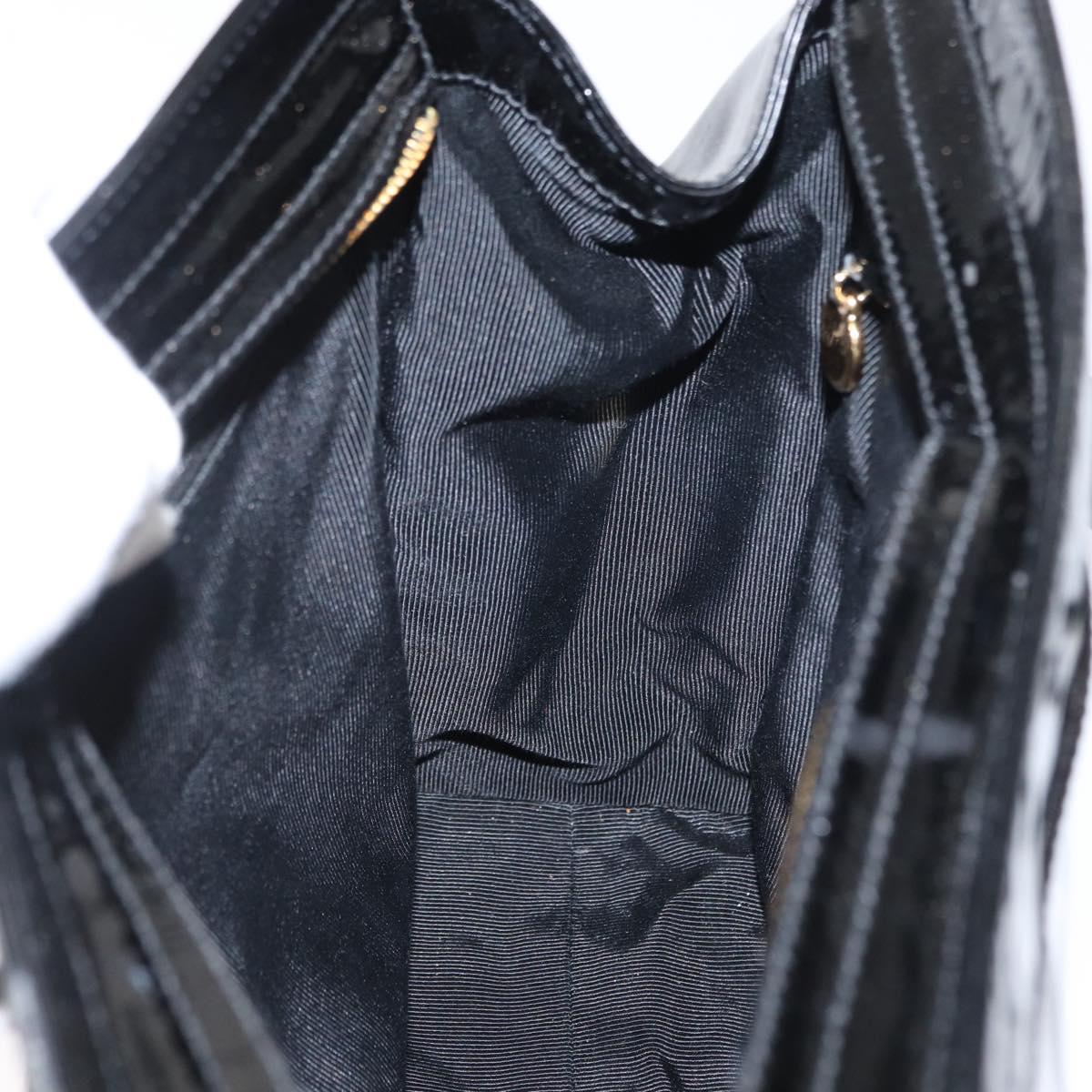 CHANEL COCO Mark Shoulder Bag Patent leather Black Gold CC Auth BA9483