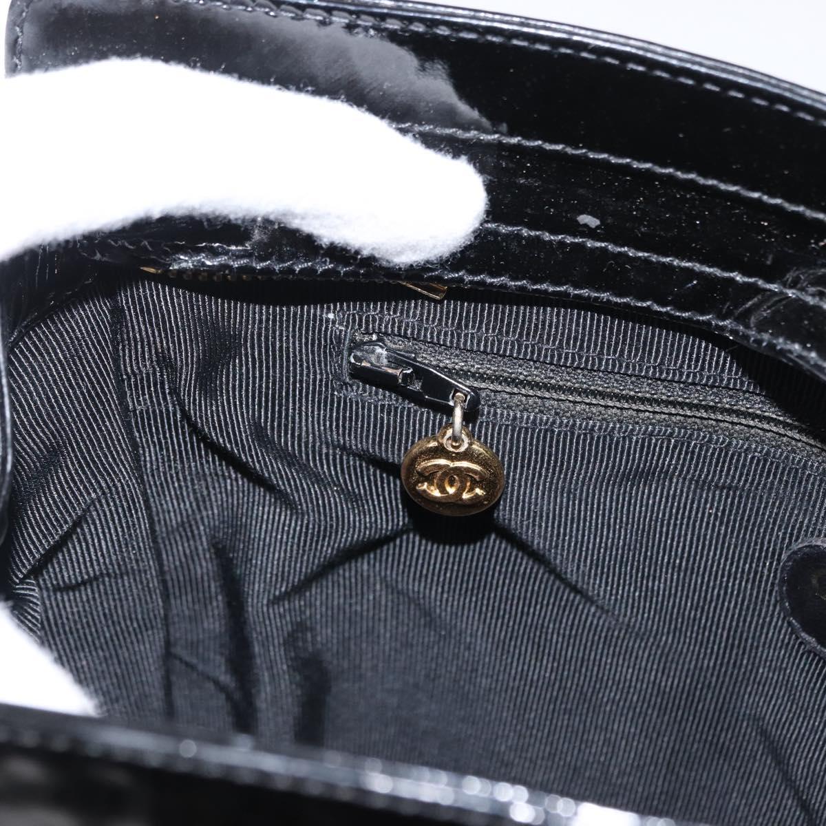 CHANEL COCO Mark Shoulder Bag Patent leather Black Gold CC Auth BA9483