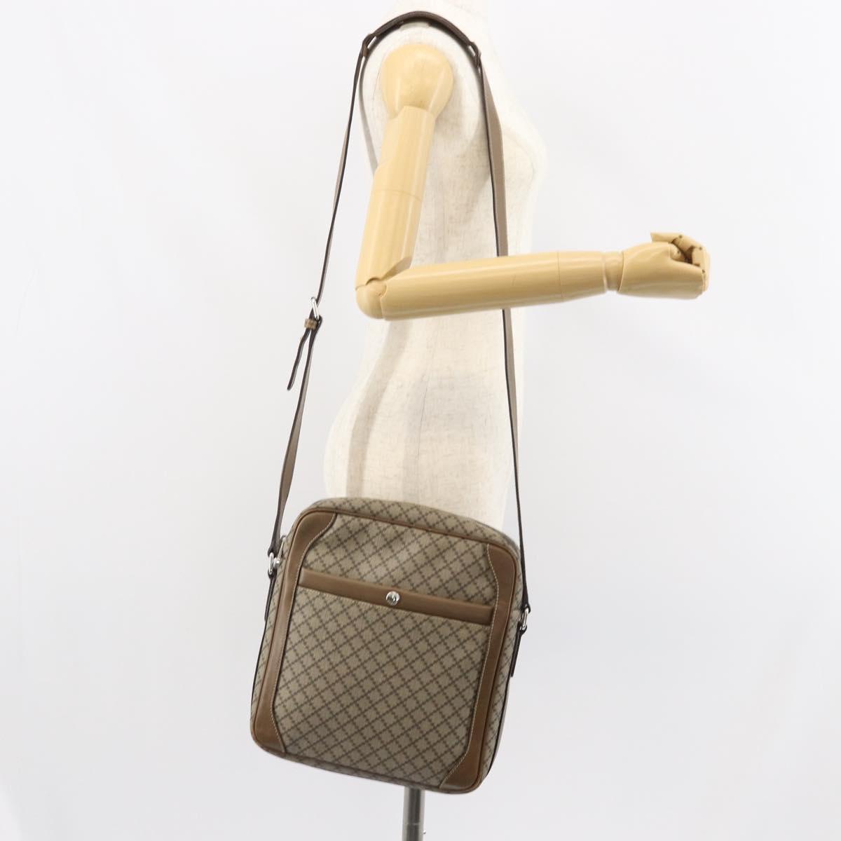 GUCCI Diamante Shoulder Bag PVC Leather Beige Silver 268159 Auth BA9486