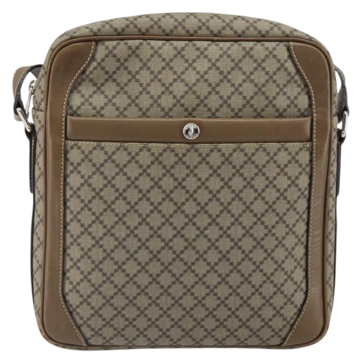 GUCCI Diamante Shoulder Bag PVC Leather Beige Silver 268159 Auth BA9486