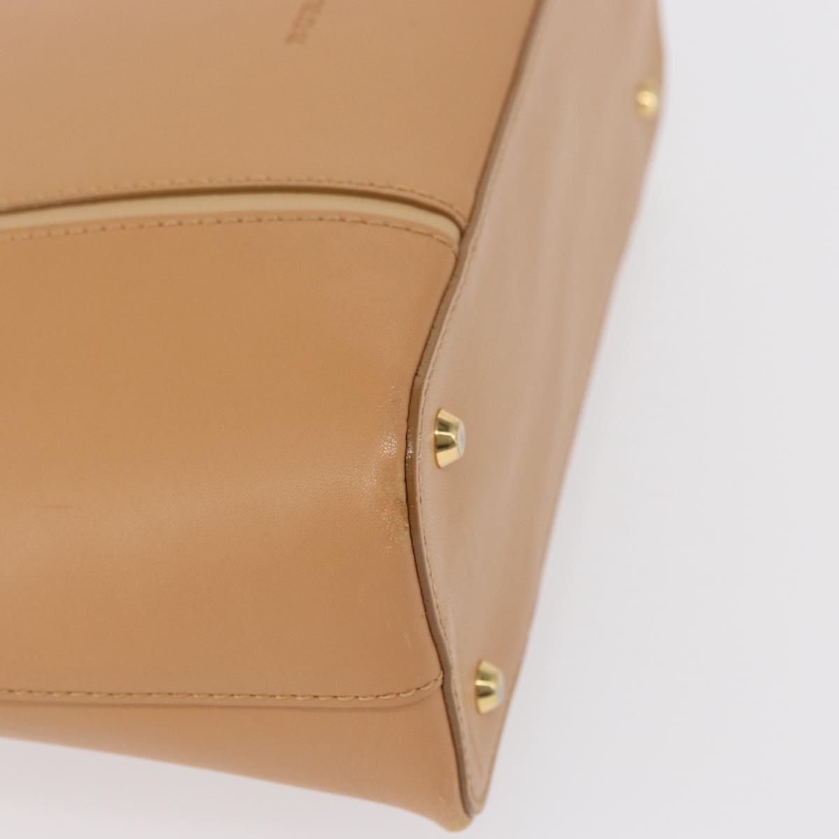 BURBERRY Hand Bag Leather Beige Gold Auth BA9489