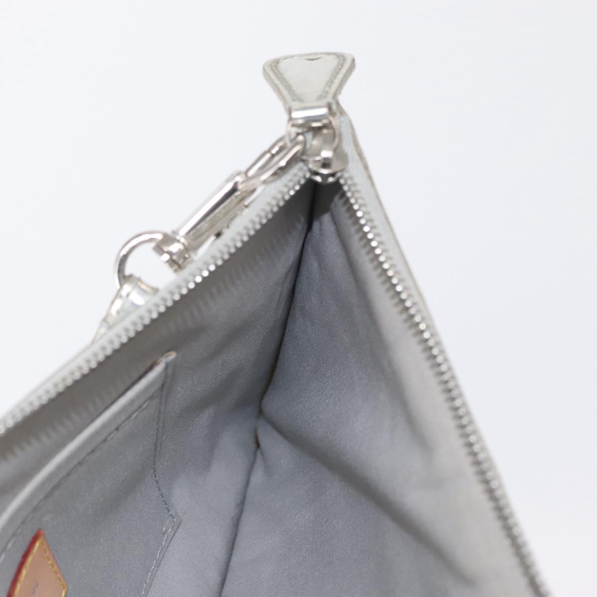 LOUIS VUITTON Monogram Miroir Pochette Platt Pouch Silver M95277 LV Auth BA9494
