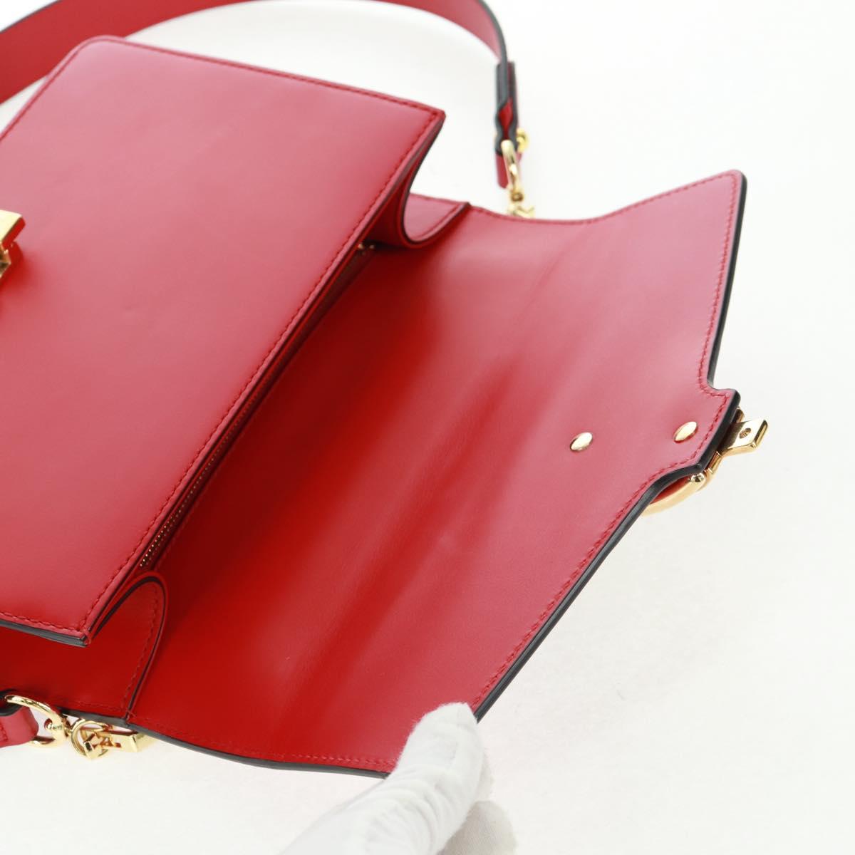 GUCCI Silvi Sherry Line Shoulder Bag Leather 2way Red Gold 421882 Auth BA9495V