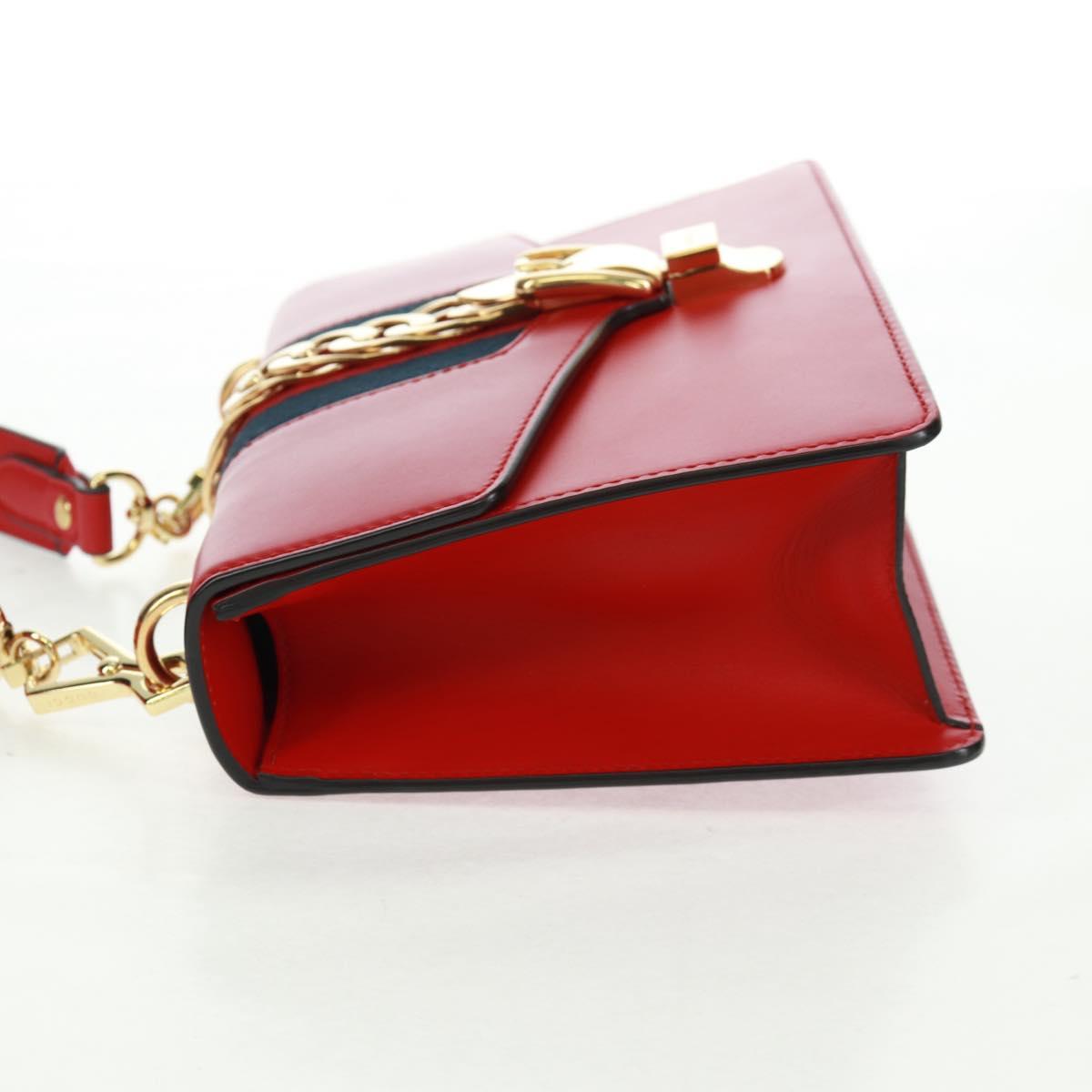 GUCCI Silvi Sherry Line Shoulder Bag Leather 2way Red Gold 421882 Auth BA9495V