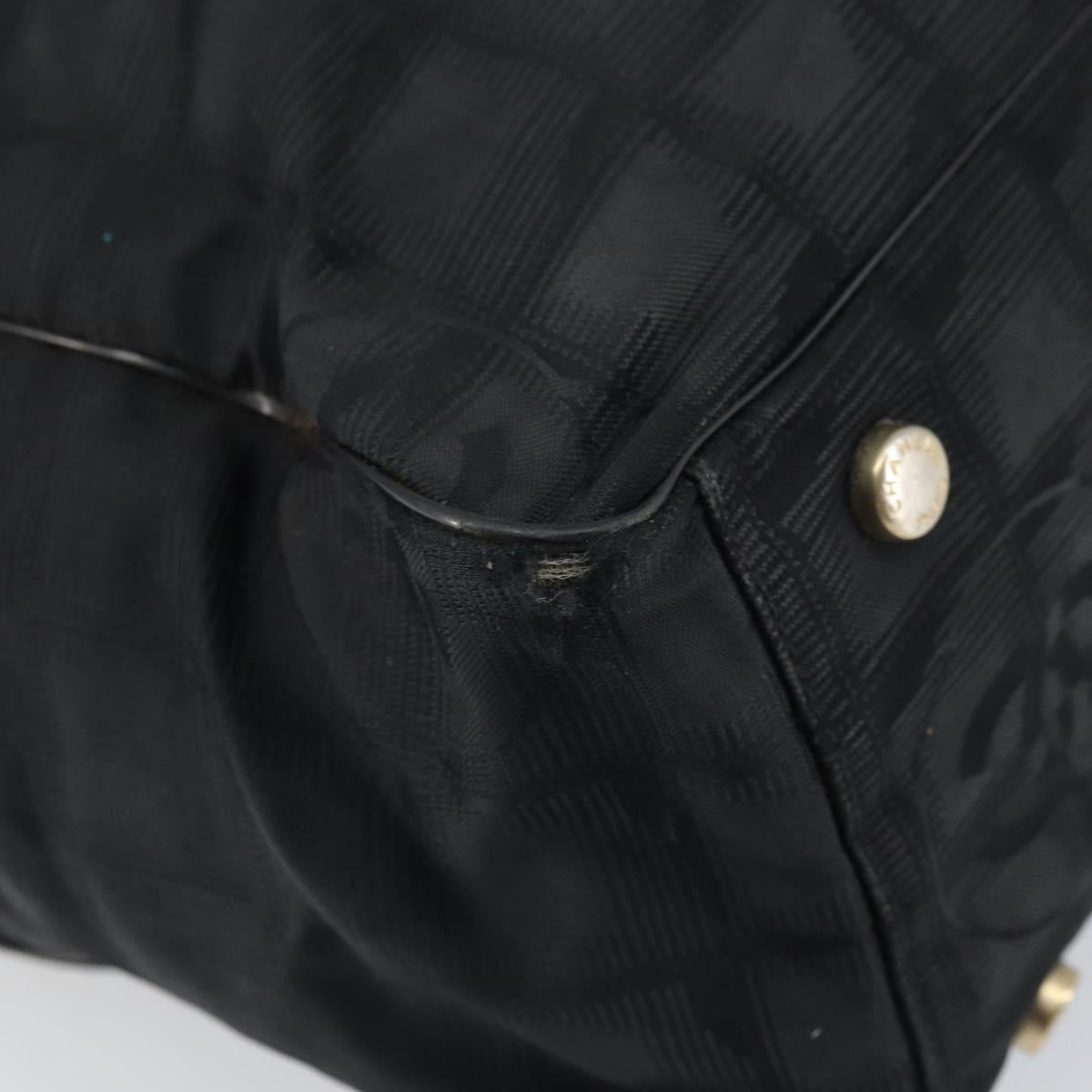 CHANEL New Travel Line Tote Bag Nylon Black Gold CC Auth BA9496