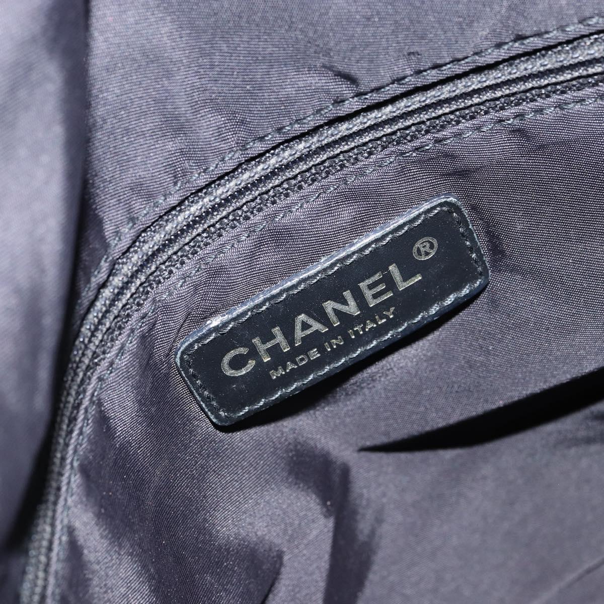CHANEL New Travel Line Tote Bag Nylon Black Gold CC Auth BA9496