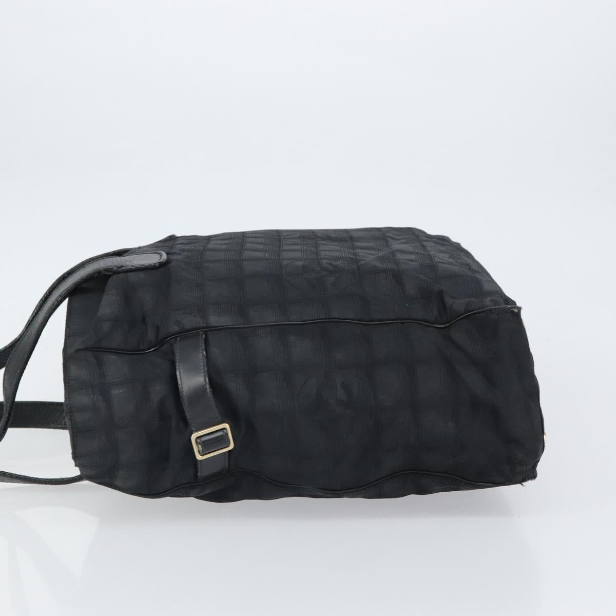 CHANEL New Travel Line Tote Bag Nylon Black Gold CC Auth BA9496