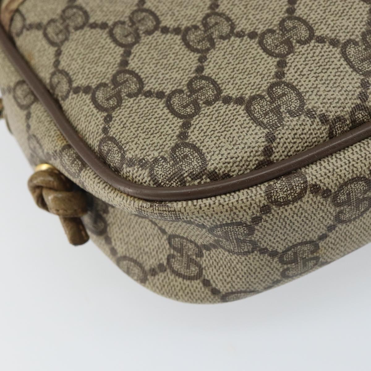 GUCCI GG Supreme Shoulder Bag PVC Beige Gold Auth BA9499