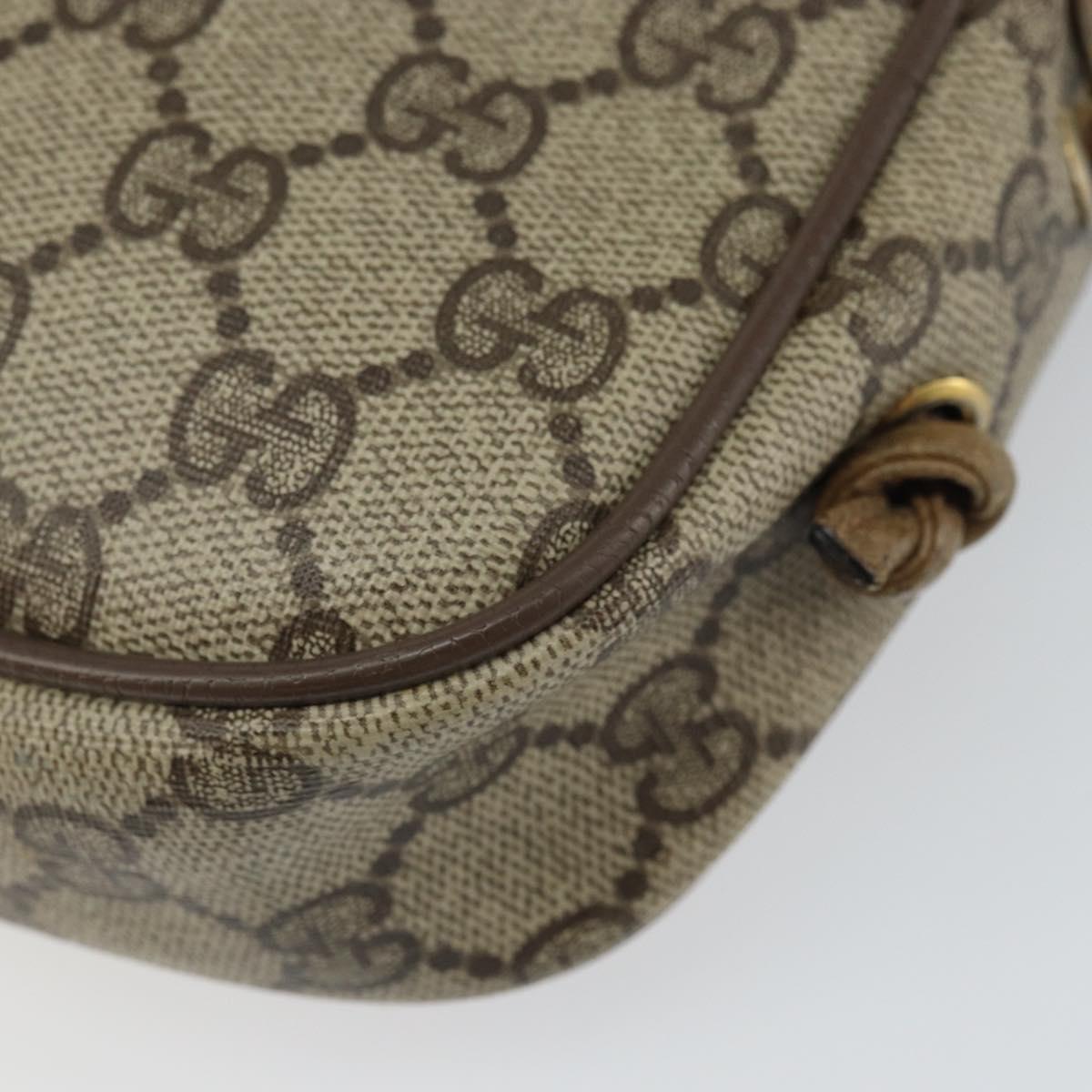 GUCCI GG Supreme Shoulder Bag PVC Beige Gold Auth BA9499