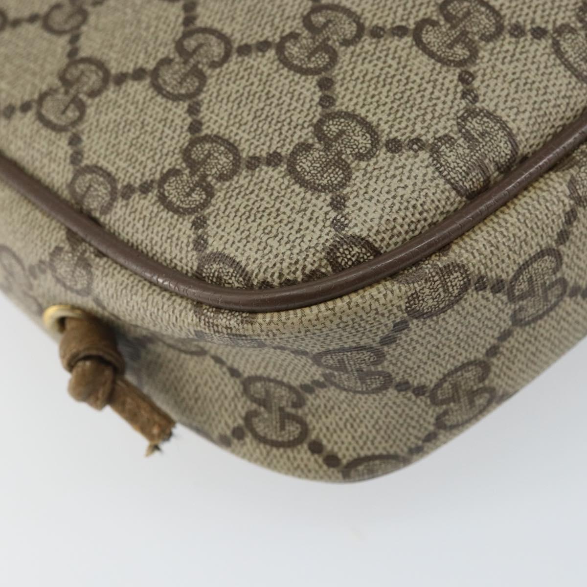 GUCCI GG Supreme Shoulder Bag PVC Beige Gold Auth BA9499