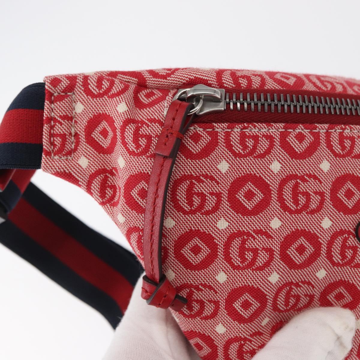 GUCCI Children's Sherry Line Waist bag Canvas Red Navy 502095 Auth BA9500