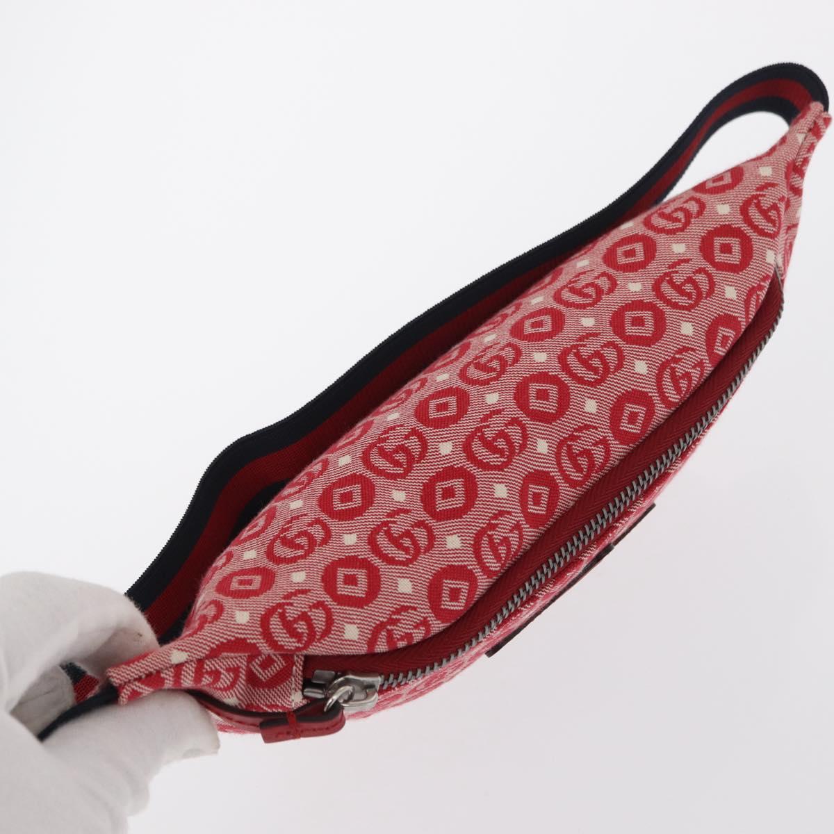 GUCCI Children's Sherry Line Waist bag Canvas Red Navy 502095 Auth BA9500