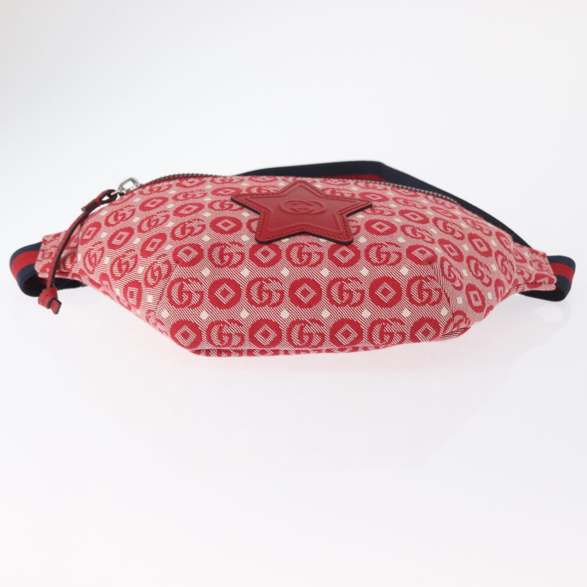 GUCCI Children's Sherry Line Waist bag Canvas Red Navy 502095 Auth BA9500