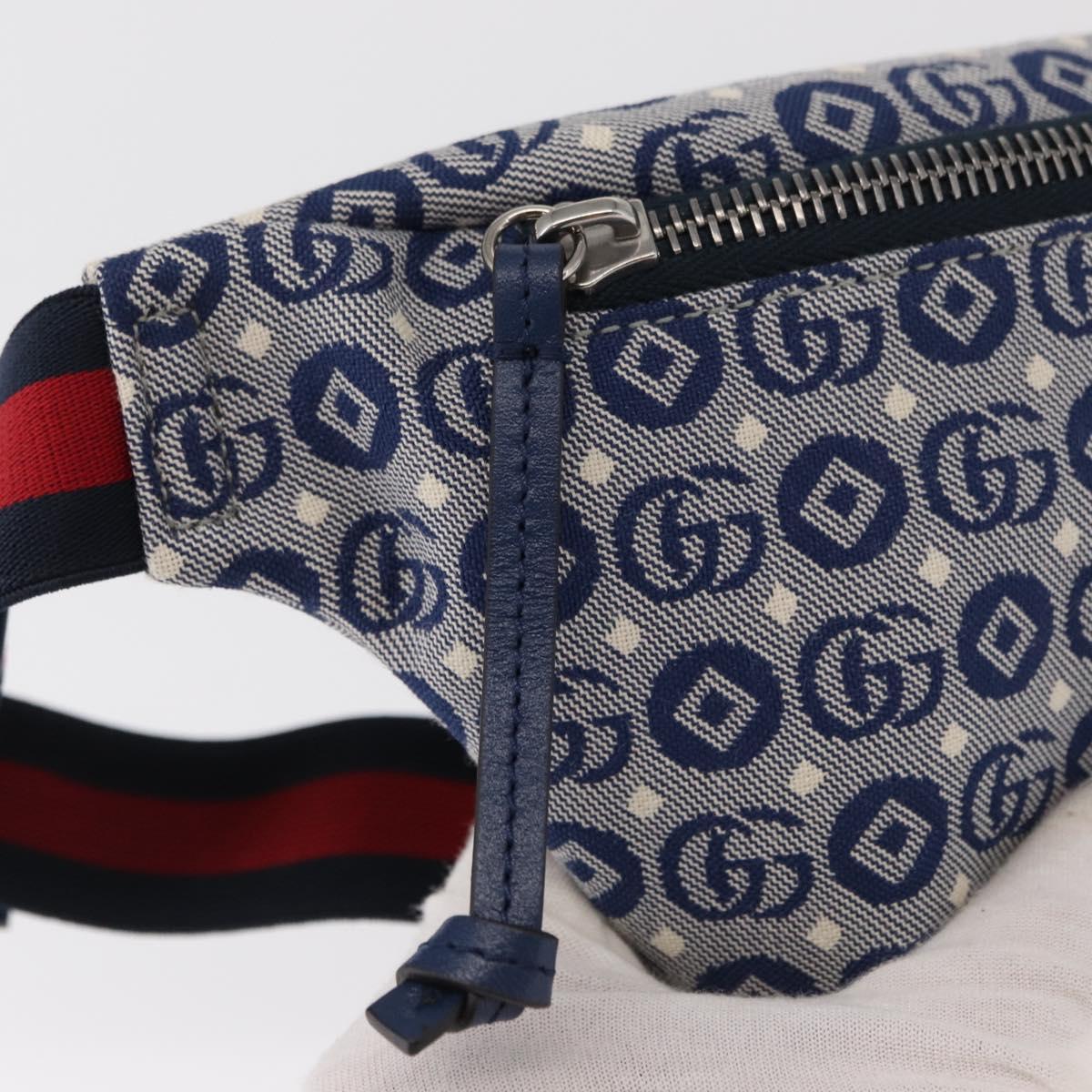 GUCCI Children's Sherry Line Waist bag Canvas Red Navy 502095 Auth BA9501