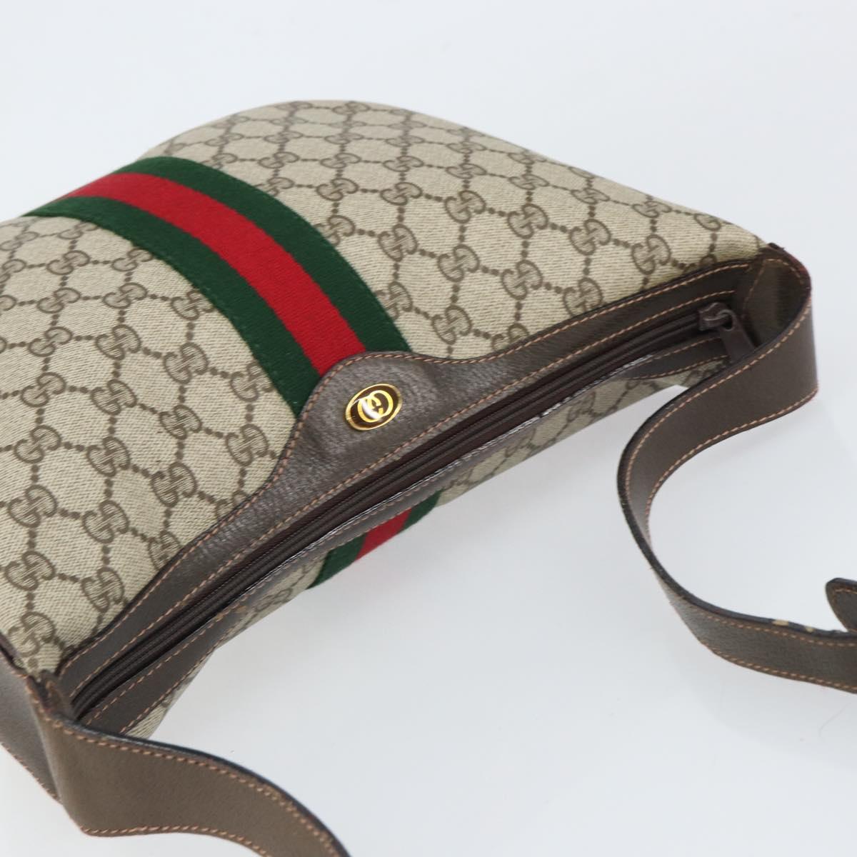 GUCCI GG Supreme Web Sherry Line Shoulder Bag PVC Beige Gold 010 378 Auth BA9508