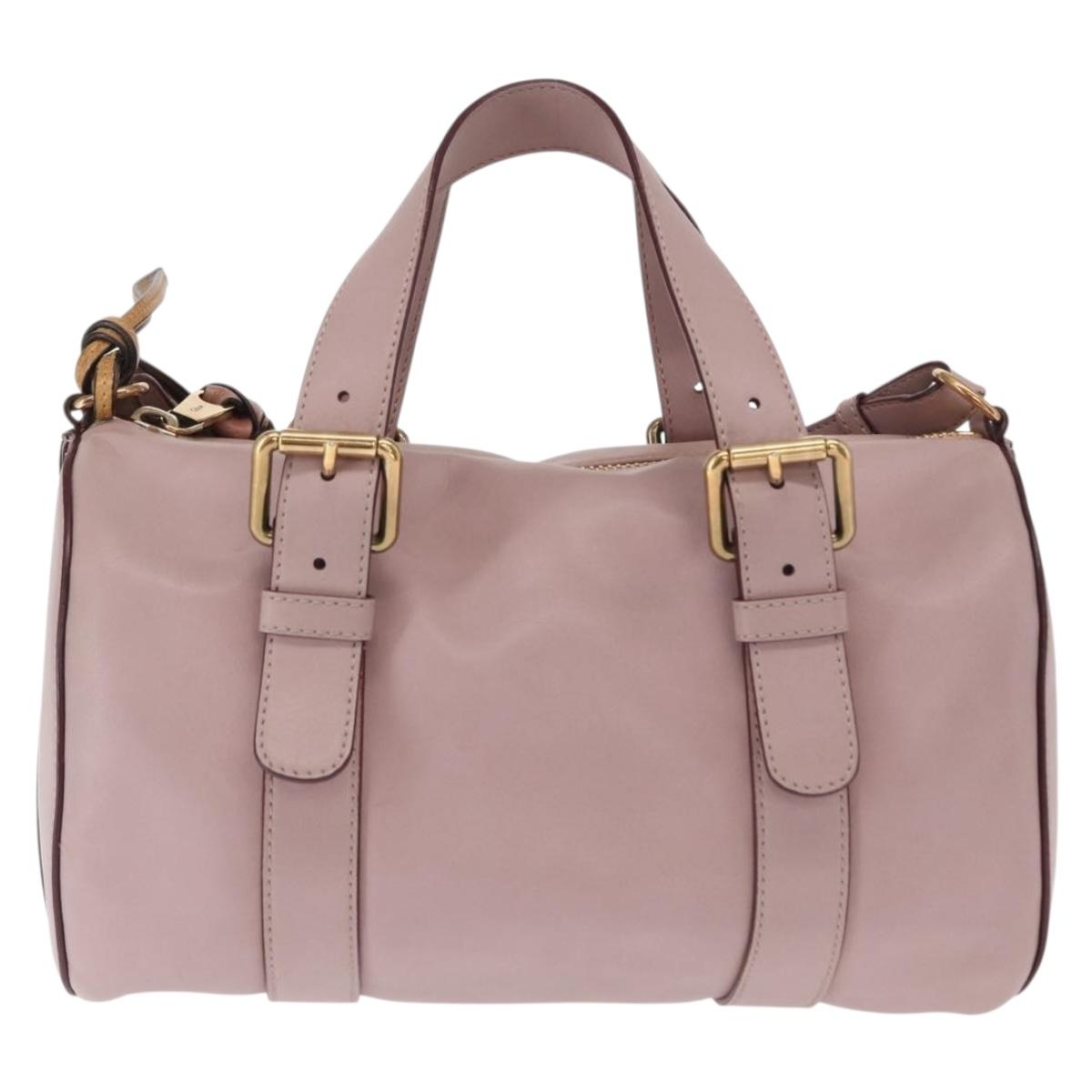 Chloe Sam Hand Bag Leather 2way Pink Gold 03 12 51 65 5811 Auth BA9509
